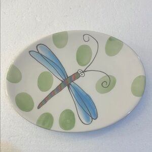 Vintage Boston Warehouse bugs and bees dragonfly appetizer plate Oval Jill Seale